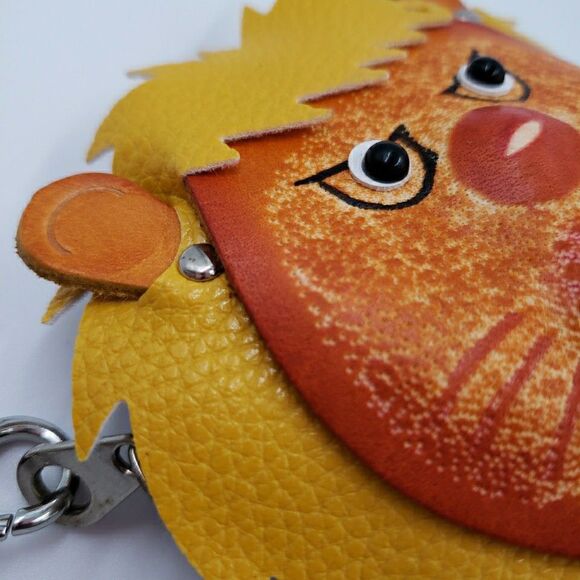 Lion Cat Gift Wristlet Wallet Card Holder Keychain Quirky Handmade Unique Boho - Picture 7 of 16